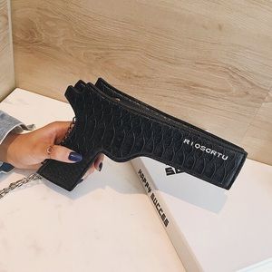 NEW Pistol Shape Purse Black Crossbody Chain